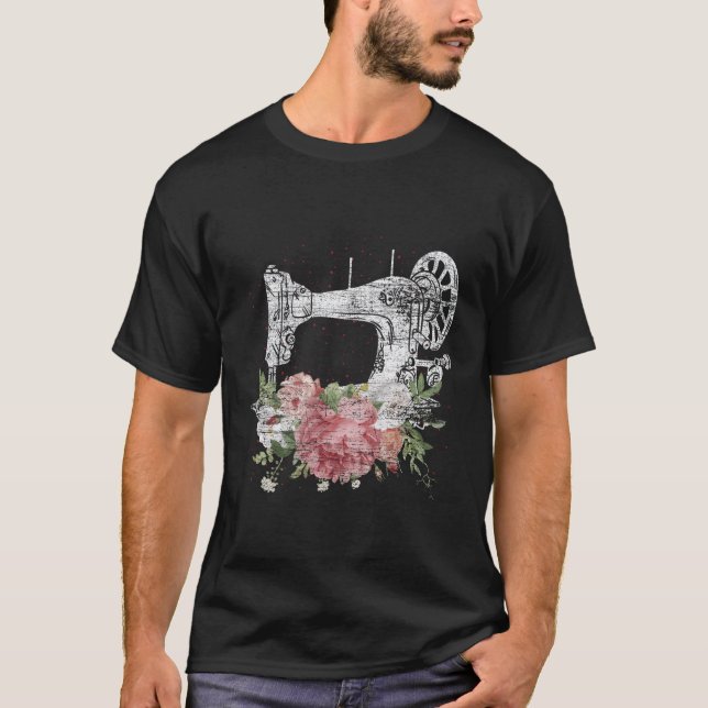 Sewing Machine Craft Quilting Sewer Flowers Sewing T-Shirt (Front)