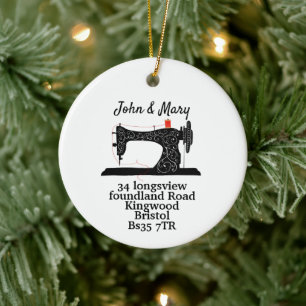 sewing machine crafter christmas business ceramic tree decoration