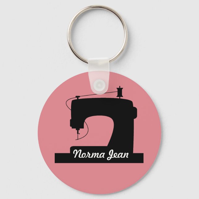 Sewing Machine Custom Colour/Text Light Key Ring (Front)