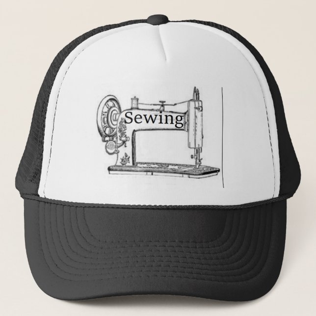 Sewing Machine Design Trucker Hat (Front)