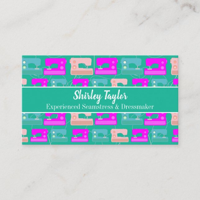 Sewing Machine Dressmaker Seamstress Tailor Business Card (Front)