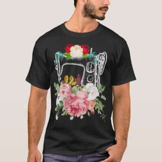 Sewing Machine Floral Flower Sewing Machine Gift T-Shirt