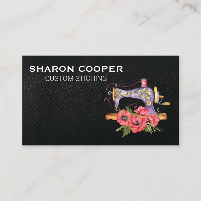 Sewing Machine Flowers | Seamstress Business Card (Front)
