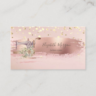Sewing Machine Gold Confetti, Brush Stroke Business Card