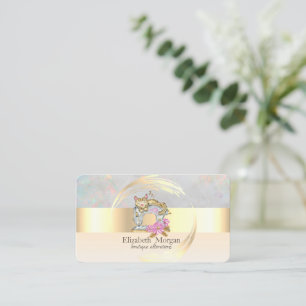 Sewing Machine Gold Stripe Opal Holographic Business Card