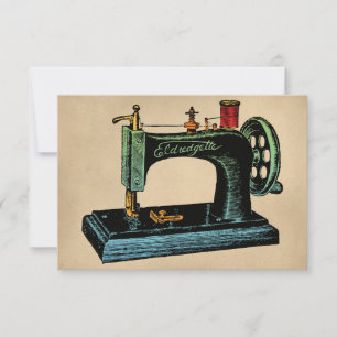 Sewing Machine Greeting Card Colourful Vintage