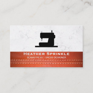 Sewing Machine     Marble   Leather Stitched Business Card