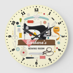 Sewing Machine Personalizable Wall Clock