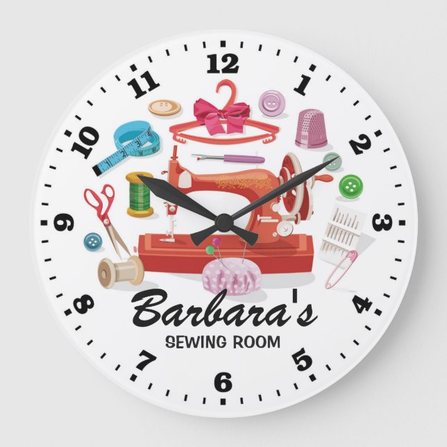 Sewing Machine Personalizable Wall Clock (Front)