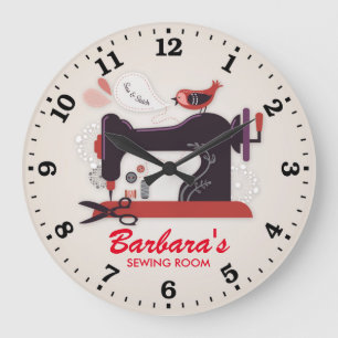 Sewing Machine Personalizable Wall Clock