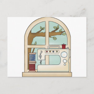 sewing machine postcard
