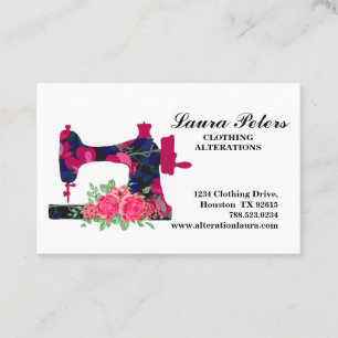 Sewing Machine Rose Flowers Clothing Alteration Business Card