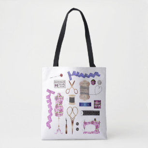 Sewing machine seamstress quilting sewing tote bag
