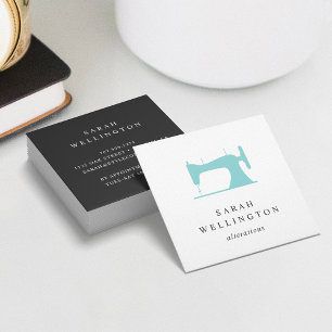 Sewing Machine Seamstress Tailor Alterations Square Business Card