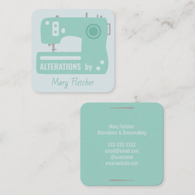 Sewing Machine Seamstress Tailor Business Card (Front/Back)