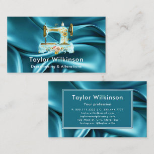 Sewing Machine Seamstress Teal Blue Business Card