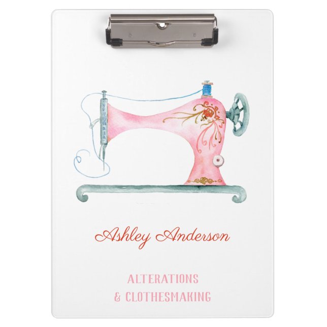 Sewing Machine Seamstress Watercolor Clipboard (Front)