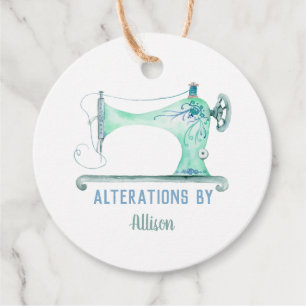 Sewing Machine Seamstress Watercolor Favour Tags