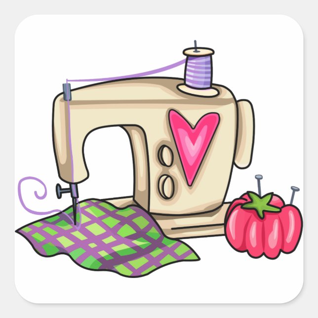 Sewing Machine Square Sticker (Front)