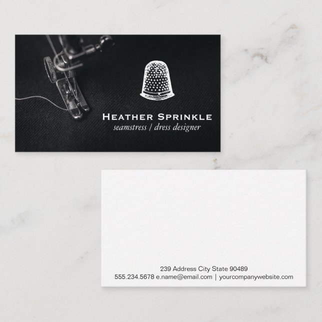 Sewing Machine | Thimble Logo Business Card (Front/Back)