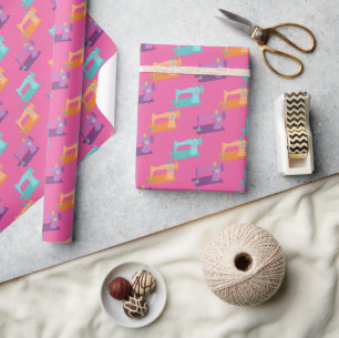 Sewing Machine tiled wrapping paper