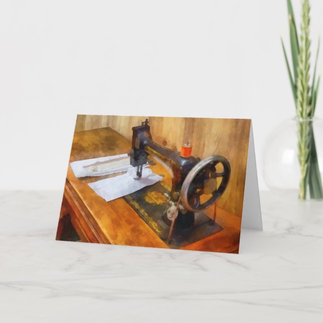 Sewing Machine With Orange Thread Card (Front)