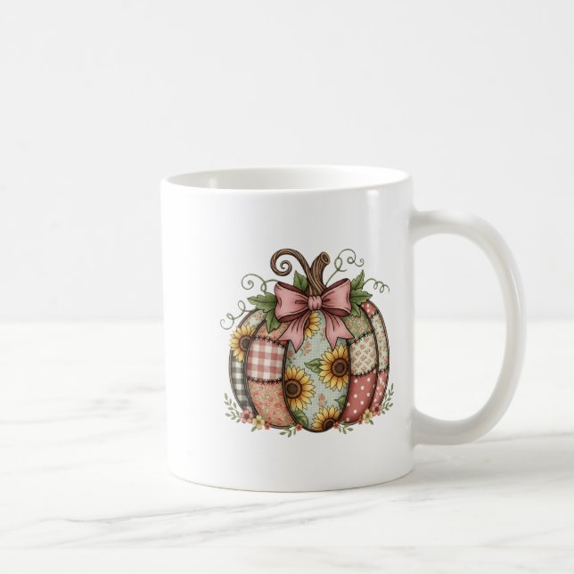 Sewing Mum Quilting Patchwork Pumpkin Quilt Floral Coffee Mug (Right)
