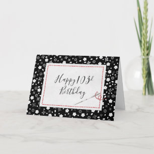 Sewing Needle and Red Thread 103rd Birthday Card