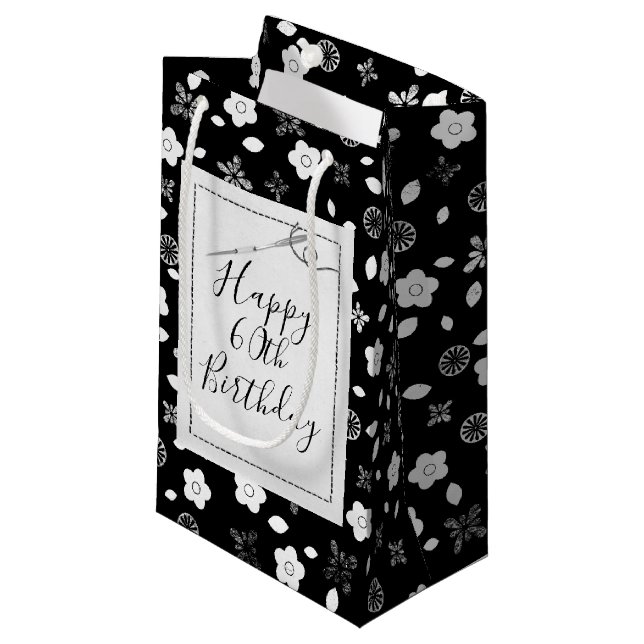 Sewing Needle for 60th Birthday Small Gift Bag (Front Angled)