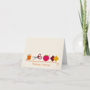 Sewing Notecard - Thread Scissors Pins Fabric