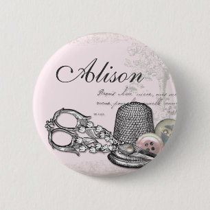 Sewing Notions on Pink Name Badge