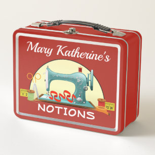 Sewing Notions - See Back - Metal Lunch Box