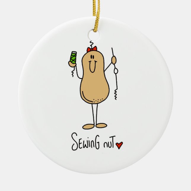 Sewing Nut T-shirts and Gifts Ceramic Tree Decoration (Front)