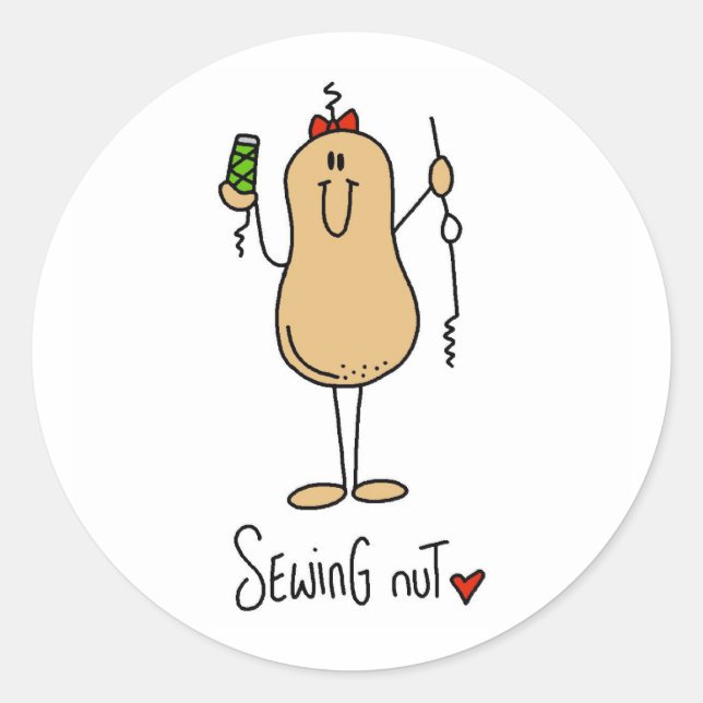 Sewing Nut T-shirts and Gifts Classic Round Sticker (Front)