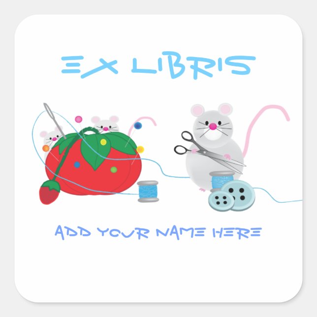 Sewing Party Bookplates Square Sticker (Front)