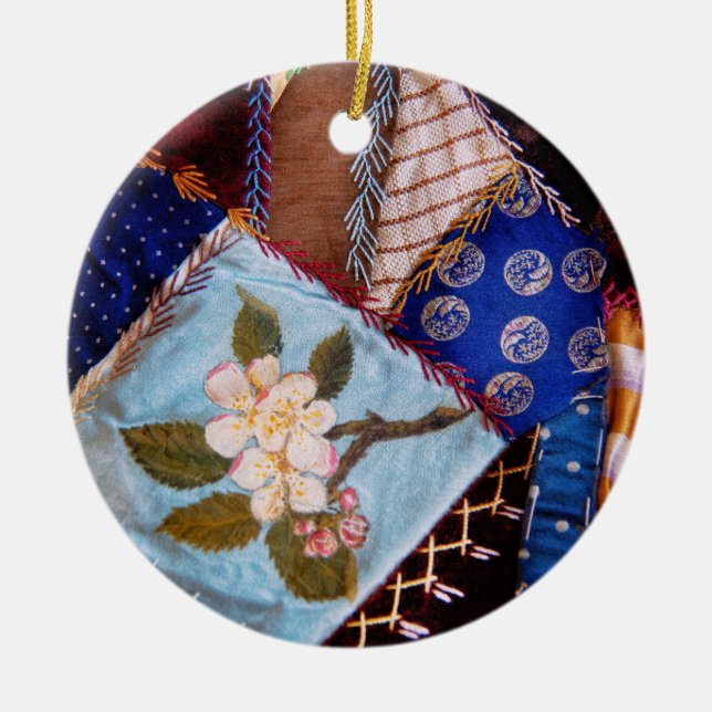 Sewing - Patchwork - Grandma's quilt Ceramic Tree Decoration (Front)