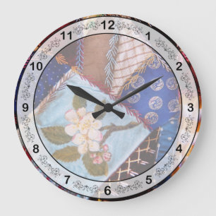 Sewing - Patchwork - Grandma's quilt Large Clock
