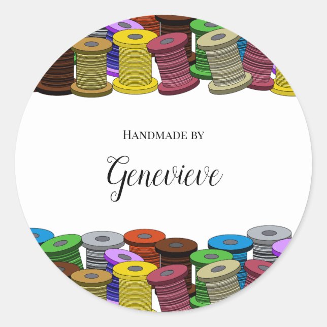 Sewing personalizable seamstress tailor quilter classic round sticker (Front)