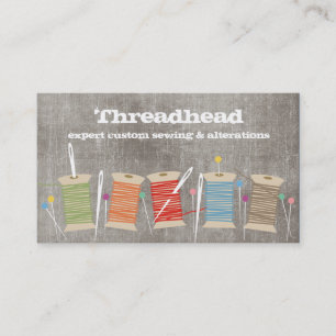 Sewing pins needles thread spool seamstress business card