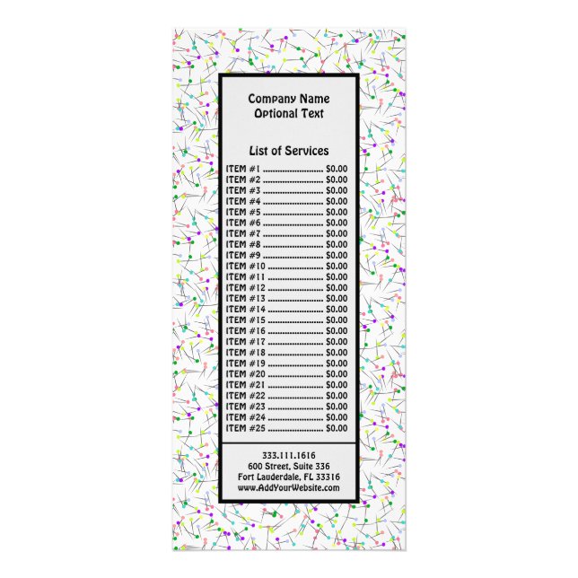 Sewing Pins White Dressmaker Seamstress Tailor Rack Card (Front)