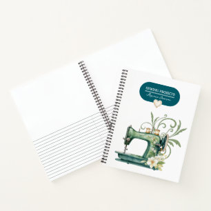 Sewing Projects Binder Teal Blue Vintage Look Notebook