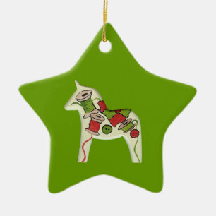 Sewing Quilt Dala Horse Christmas Ornament