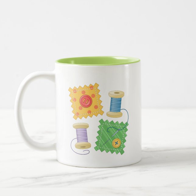 Sewing Quilting Craft Hobby Quote Two-Tone Coffee Mug (Left)