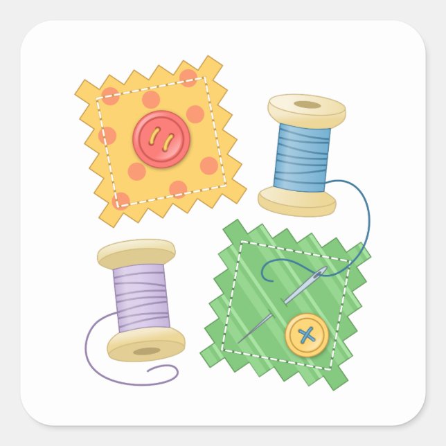 Sewing Quilting Craft Hobby Square Sticker (Front)