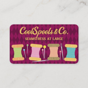 Sewing quilting pins needle thread seamstress business card
