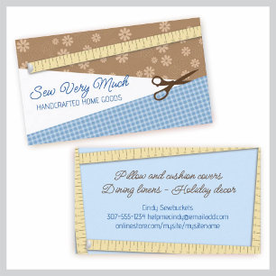 sewing scissors measuring tape seamstress crafts business card