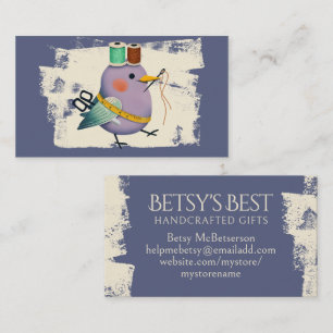 Sewing seamstress alterations bird business card