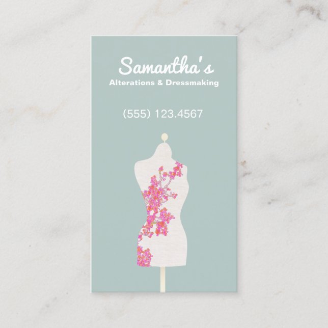 Sewing Seamstress and Dressmaker Mannequin Business Card (Front)
