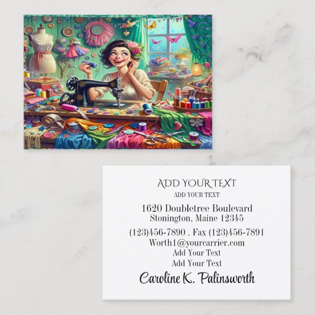 Sewing Seamstress Designer Business Card (Front/Back)