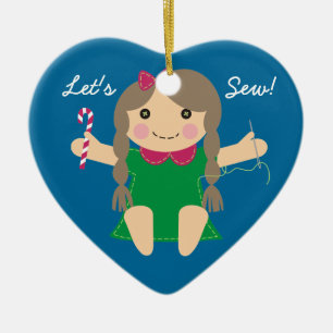 Sewing seamstress doll Christmas tree ornament